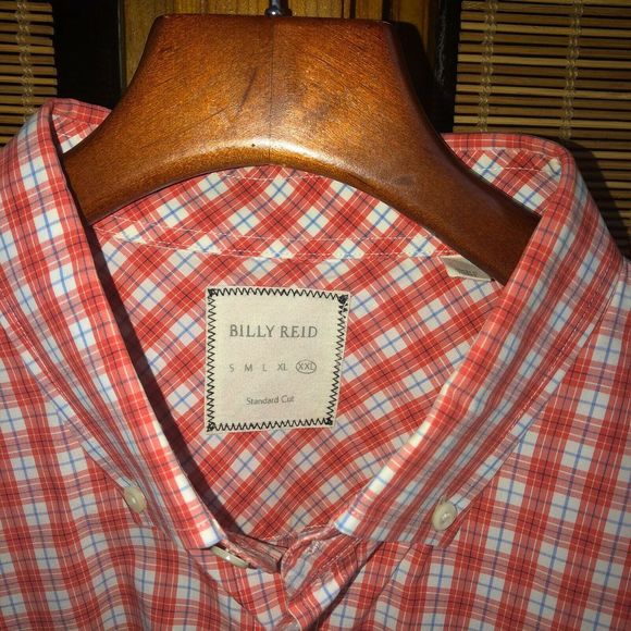 BILLY REID Shirt Button Down PINK WHITE PLAID XXL - Picture 4 of 4